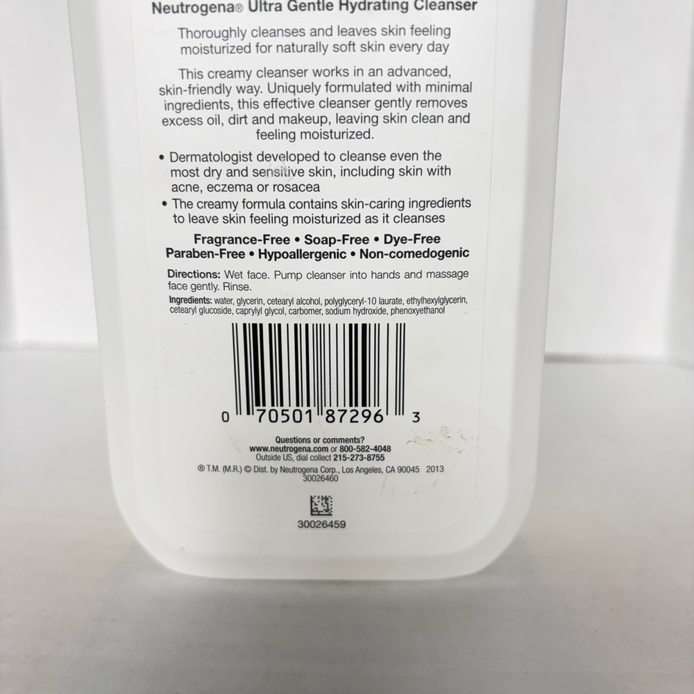 New Discontinued Neutrogena Ultra Gentle Hydrating Cleanser Creamy Formula 12 oz - Picture 6 of 8